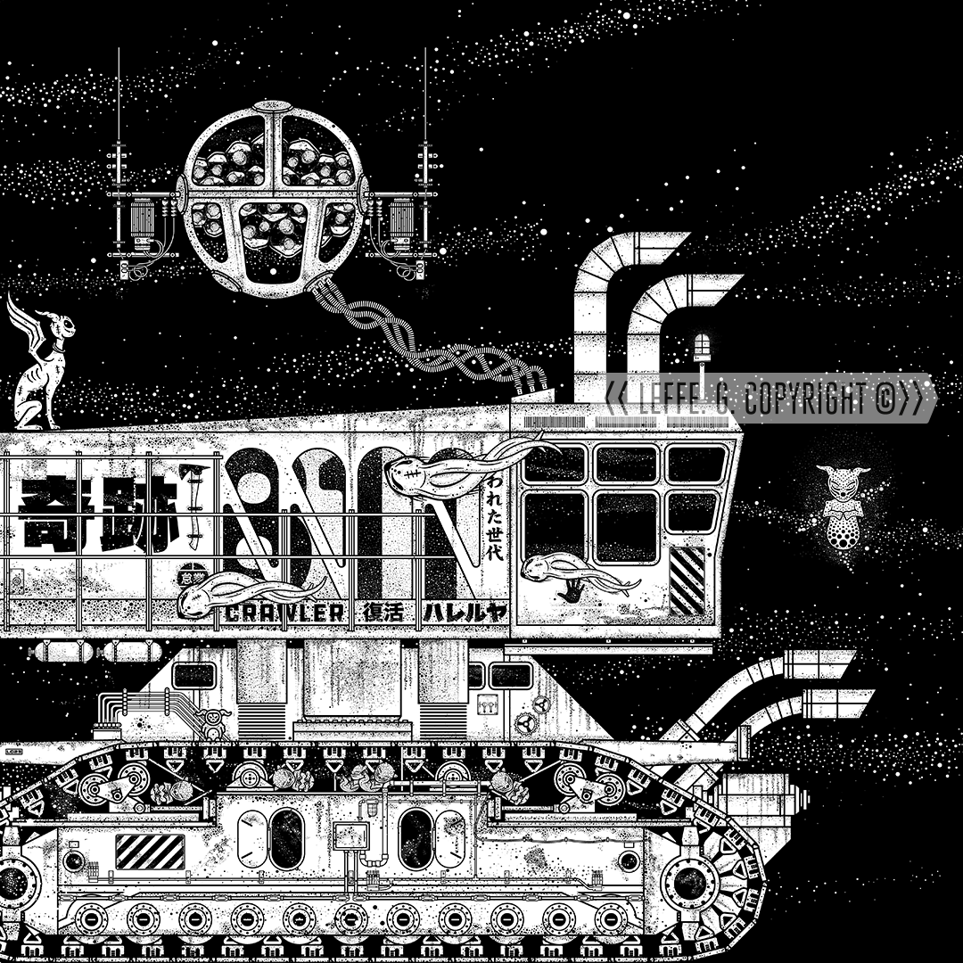 Dreaming Demons: The Crawler NASA, Giclée print by Leffe Goldstein. 夢見る悪魔。大型機械。版画。 アートプリント。